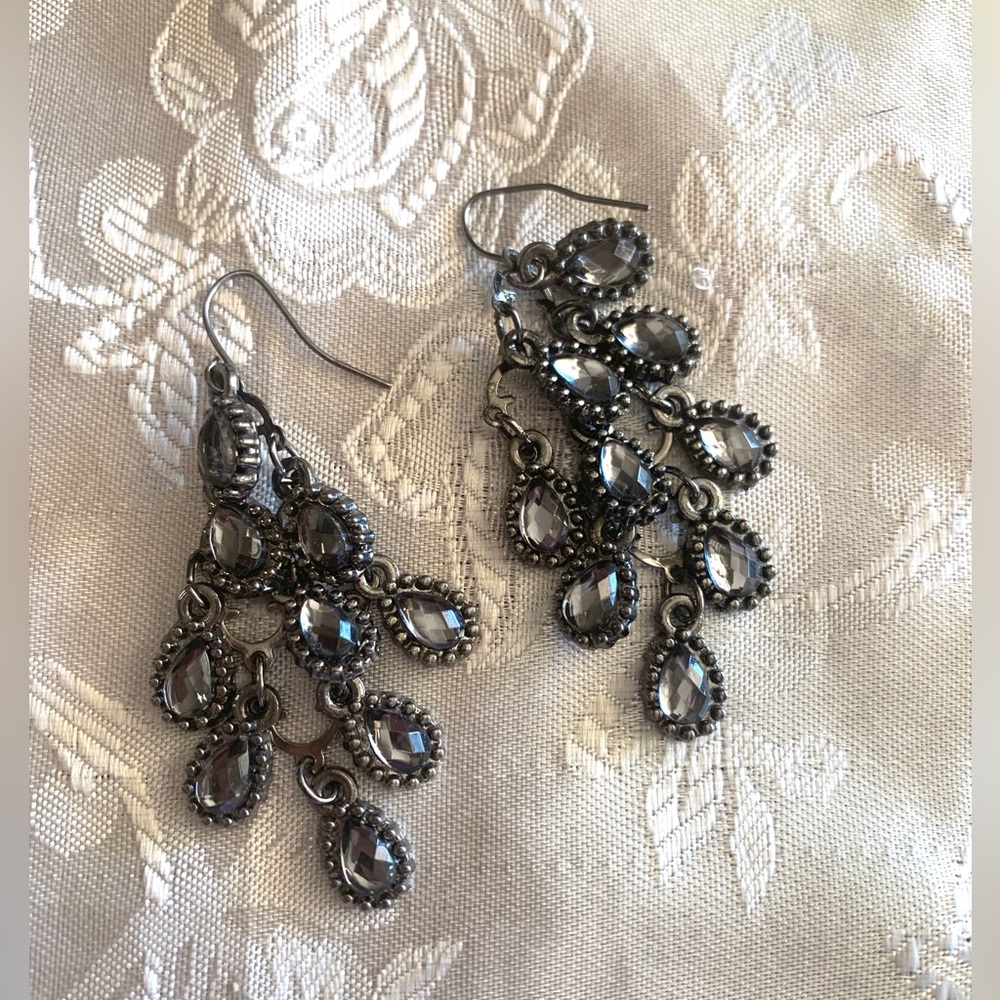 Gray and Silver Dangle Earrings